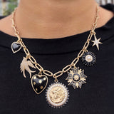 14K Gold Diamond & Onyx Alana Heart Charm - storrow