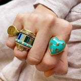 14K Gold Turquoise Anna Heart Ring - storrow