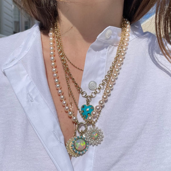 14K Gold & Turquoise Anna Heart Charm - storrow
