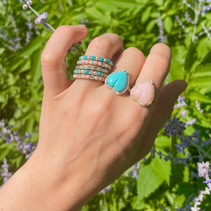 Pink Stones Heart Ring