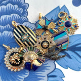 14K Gold Lapis & Enamel Emblem Rosa Charm - storrow