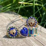 14K Gold Lapis Emerald Diamond Lottie Lion Ring