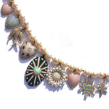 14K Gold Opal, White Pearl & Green Enamel Eleanor Charm - storrow
