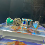 14K Gold Diamond & Malachite Alana Large Heart Ring