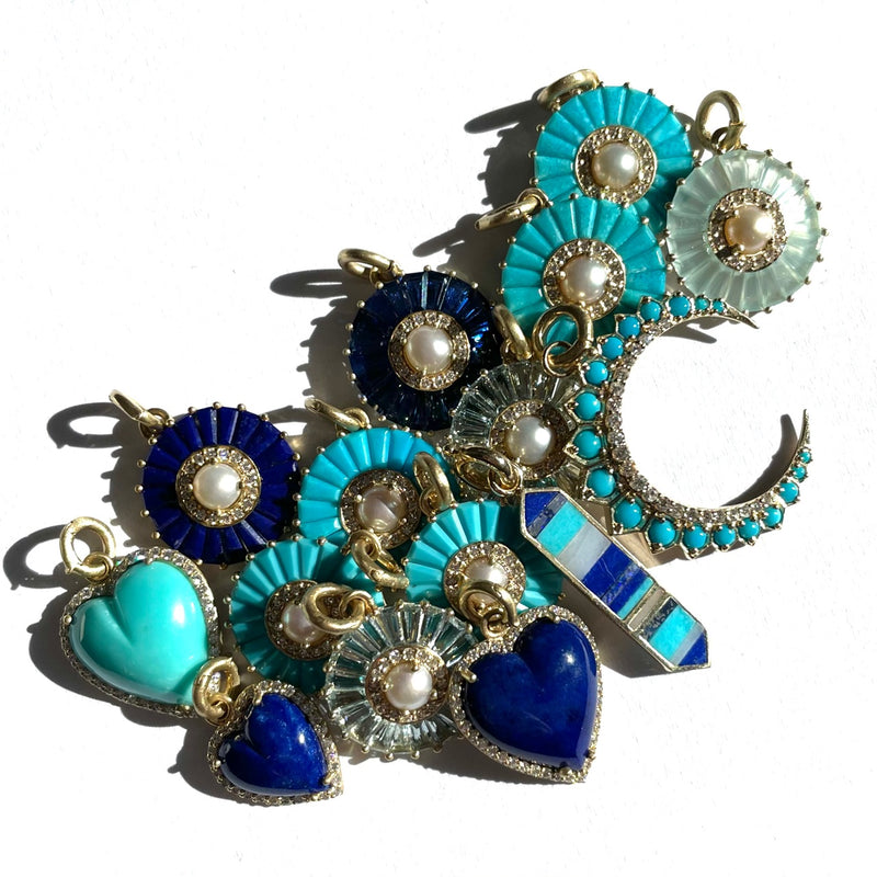 14K Gold Diamond & Lapis Alana Heart Charm - storrow
