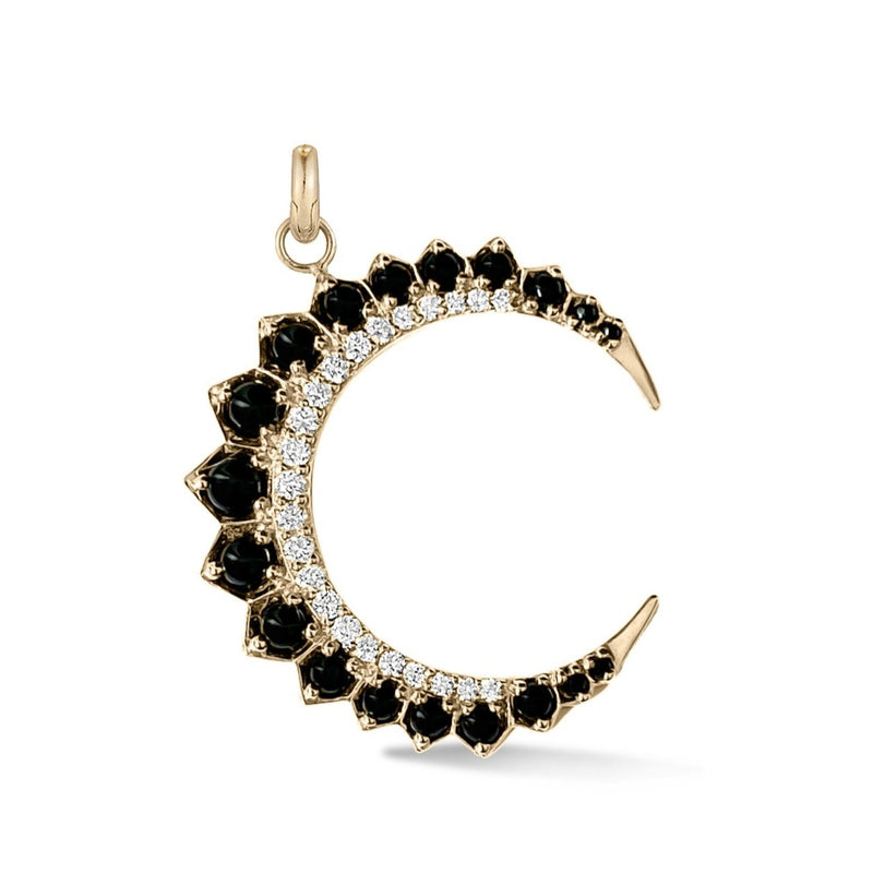 14K Gold Diamond & Black Onyx Crescent Moon Estelle Charm