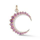 14K Gold Diamond & Pink Sapphire Crescent Moon Estelle Charm - storrow