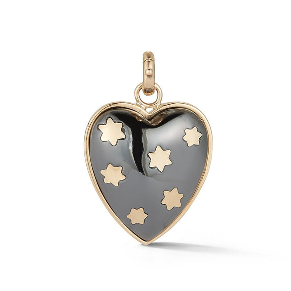 14K Gold & Hematite Anna Heart Charm - storrow