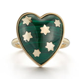 14K Gold Malachite Anna Heart Ring - storrow