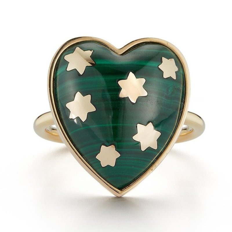 14K Gold Malachite Anna Heart Ring - storrow