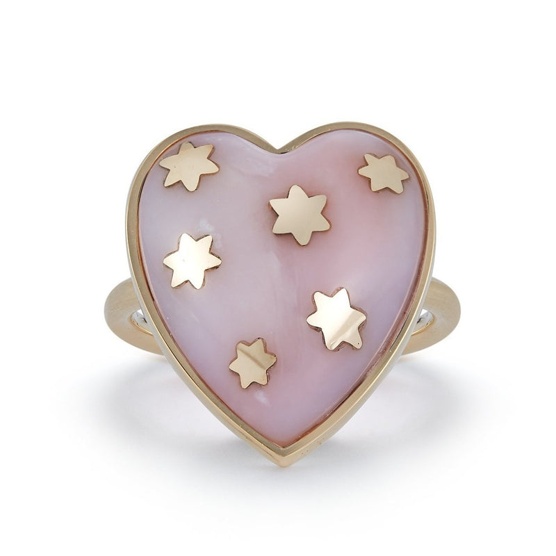 14K Gold Pink Opal Anna Heart Ring - storrow