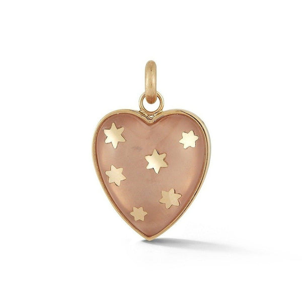 14K Gold & Rose Quartz Anna Heart Charm - storrow