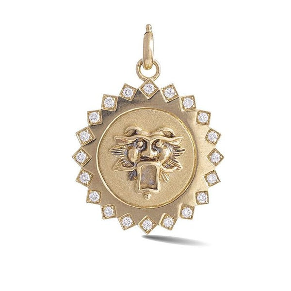 14K Gold Diamond Guardian Lion Mabel Medallion - storrow