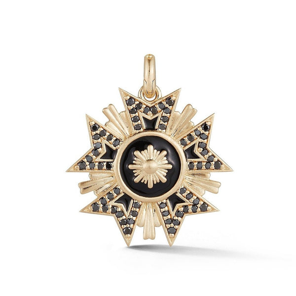 14K Gold Black Diamond & Black Enamel Florence Charm - storrow