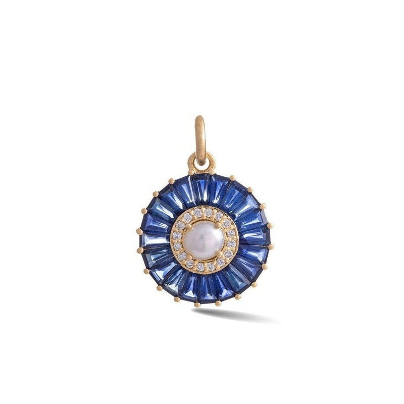 14K Gold Blue Sapphire Diamond & Pearl Emily Charm - storrow