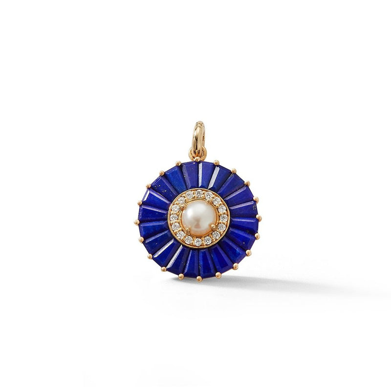 14K Gold Lapis Diamond & Pearl Emily Charm - storrow