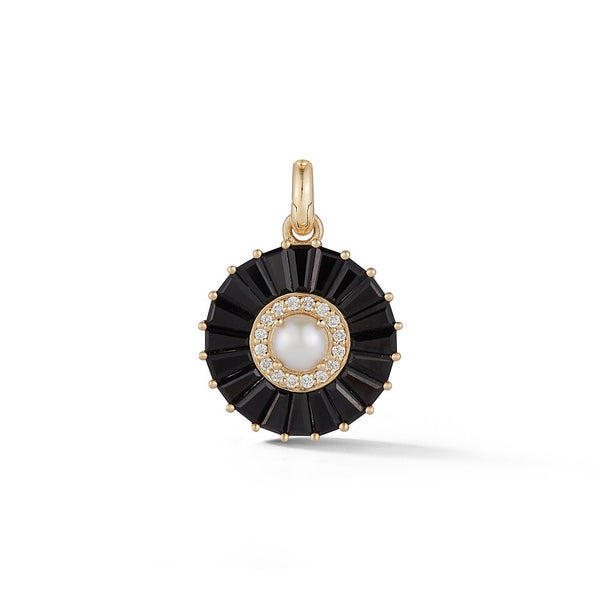 14K Gold Onyx Diamond & Pearl Emily Charm - storrow