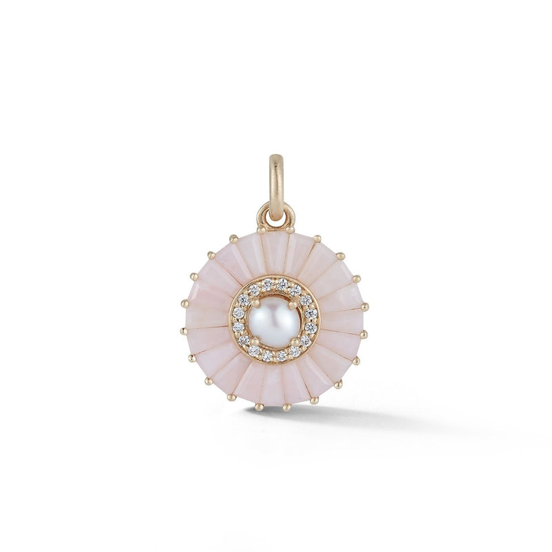 14K Gold Pink Opal Diamond & Pearl Emily Charm - storrow