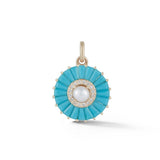 14K Gold Turquoise Diamond & Pearl Emily Charm - storrow