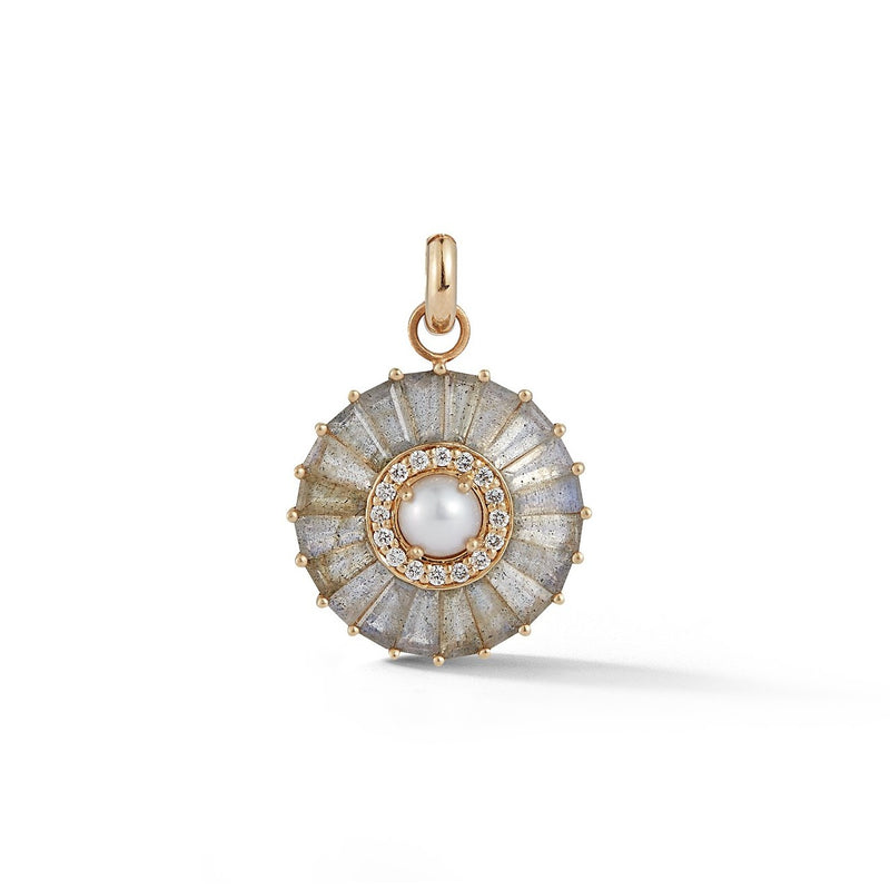 14K Gold Labradorite Diamond & Pearl Emily Charm - storrow