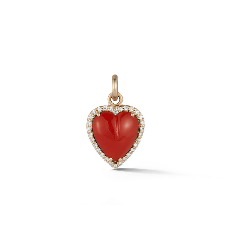 14K Gold Diamond & Carnelian Alana Heart Charm - storrow