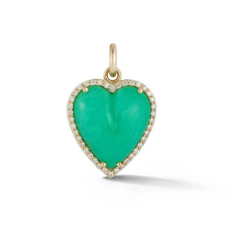 14K Gold Diamond & Chrysoprase Alana Large Heart Charm - storrow