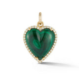 14K Gold Diamond & Malachite Alana Large Heart Charm - storrow