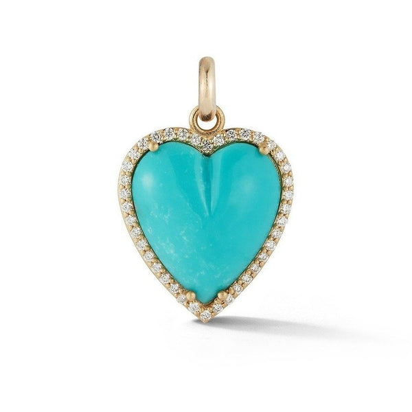 14K Gold Diamond & Turquoise Alana Large Heart Charm - storrow