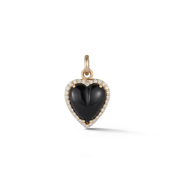 14K Gold Diamond & Onyx Alana Heart Charm - storrow