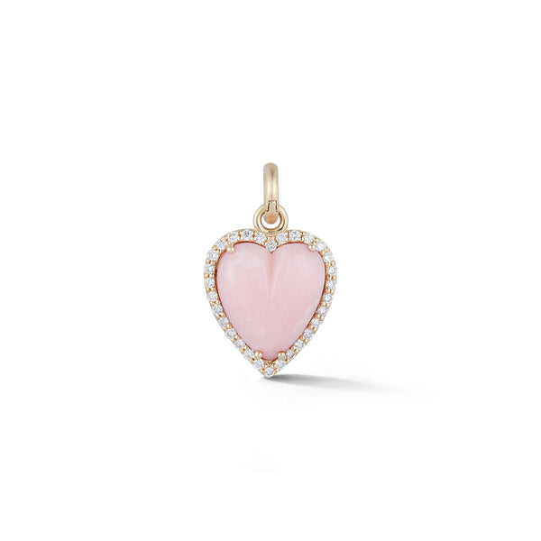 14K Gold Diamond & Pink Opal Alana Heart Charm - storrow