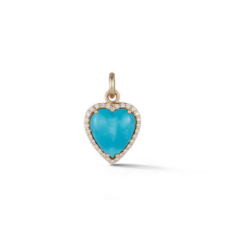14K Gold Diamond & Turquoise Alana Heart Charm - storrow