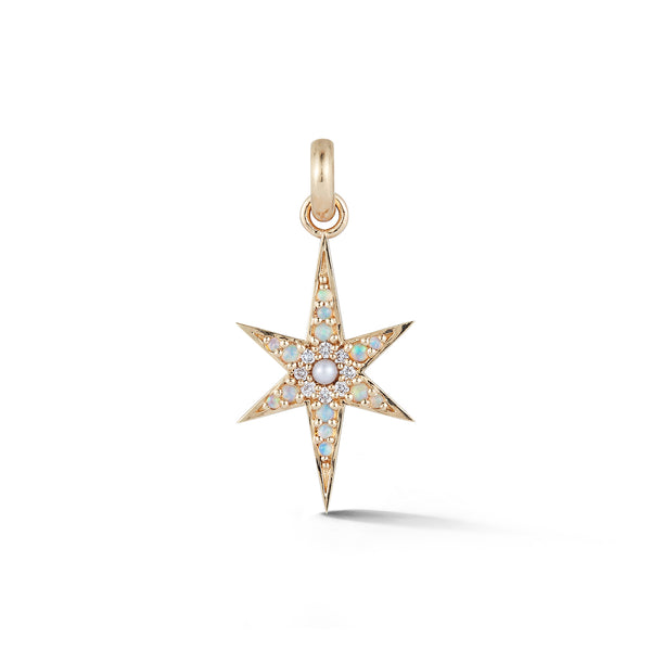 14K Gold Opal Pearl & Diamond Stella Charm - storrow