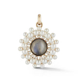 14K Gold Moonstone & Pearl Cluster Juliet Charm - storrow