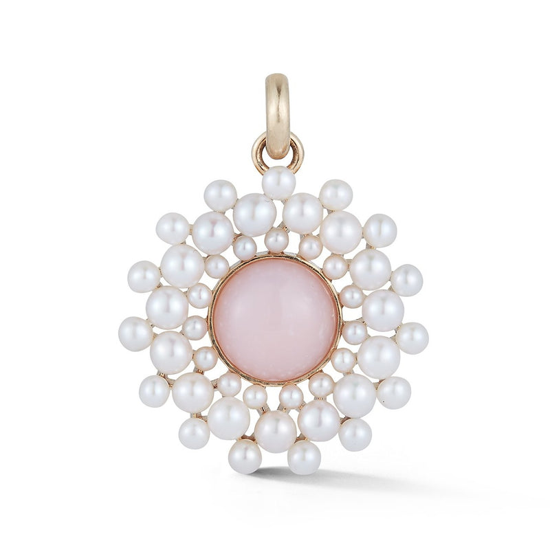 14K Gold Pink Opal & Pearl Cluster Juliet Charm - storrow