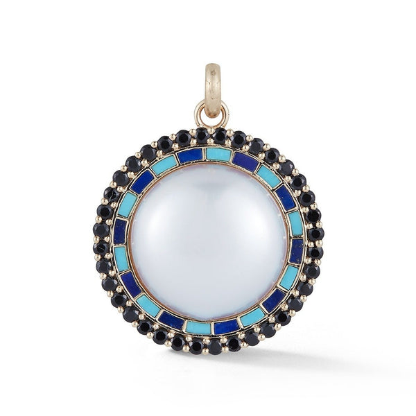 14K Gold Gemstone Pearl & Enamel Josephine Charm - storrow