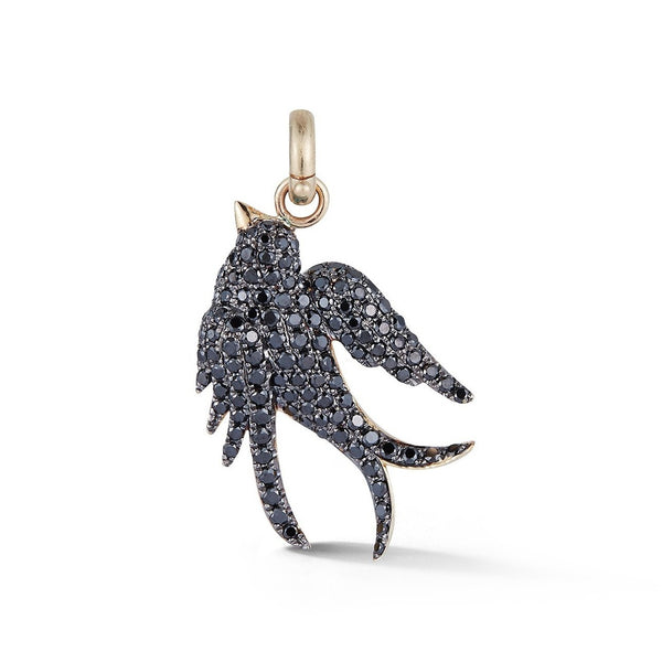 14K Gold & Black Diamond Birdie Charm - storrow