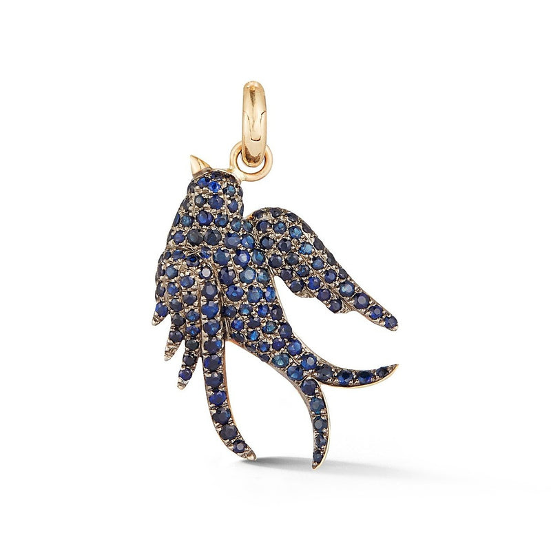 14K Gold & Blue Sapphire Birdie Charm - storrow