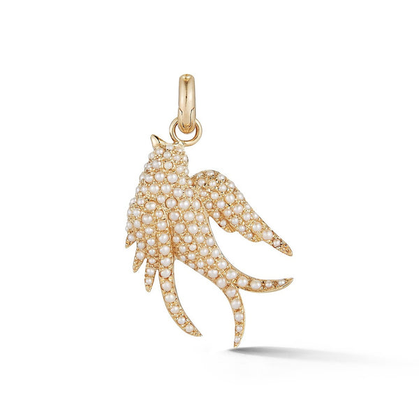 14K Gold & Pearl Birdie Charm - storrow