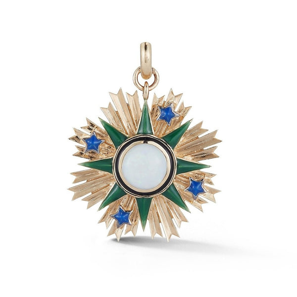 14K Gold Opal & Enamel Emblem Rosa Charm - storrow