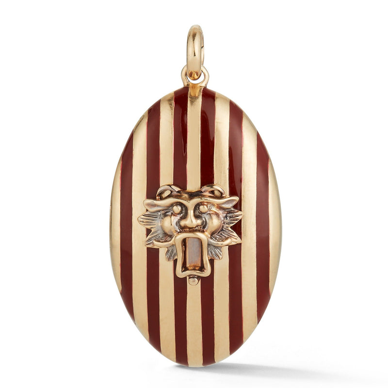 14K Gold & Red Enamel Guardian Lion Lynn Locket - storrow