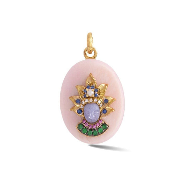 14K Gold Pink Opal & Gemstone Queen Christina Charm - storrow