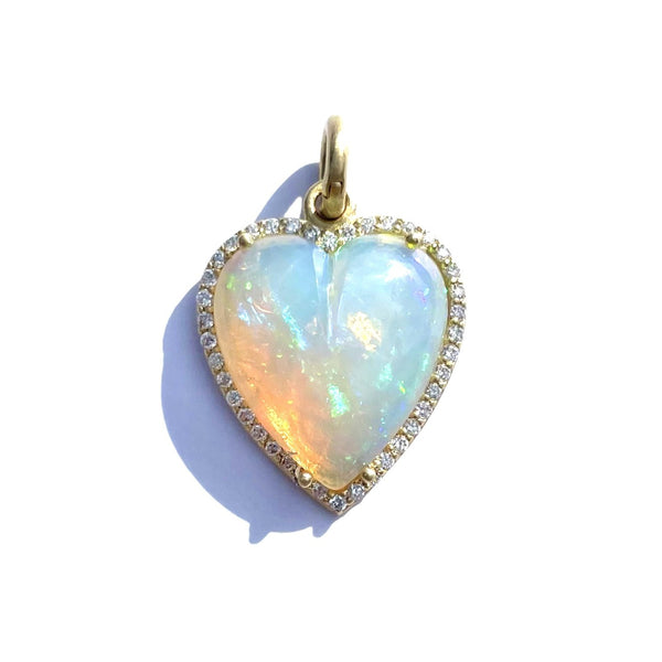 14K Gold Diamond & Opal Alana Large Heart Charm - storrow