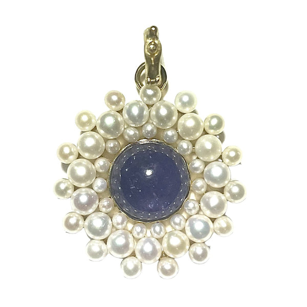 14K Gold Tanzanite & Pearl Cluster Juliet Charm - storrow