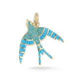 14K Gold & Turquoise Evelyn Bird Charm