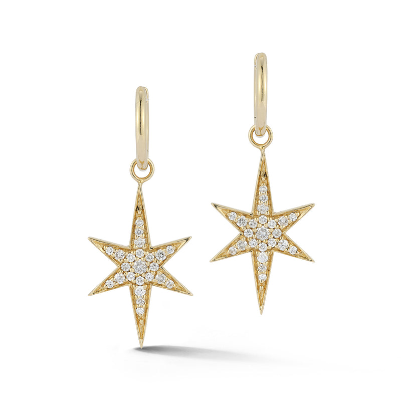 14K Gold & Diamond Large Stella Star Huggie Earrings