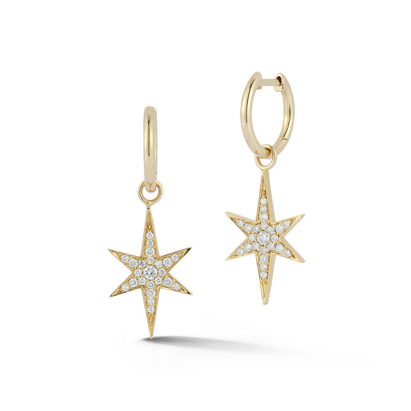 14K Gold & Diamond Small Stella Star Huggie Earrings