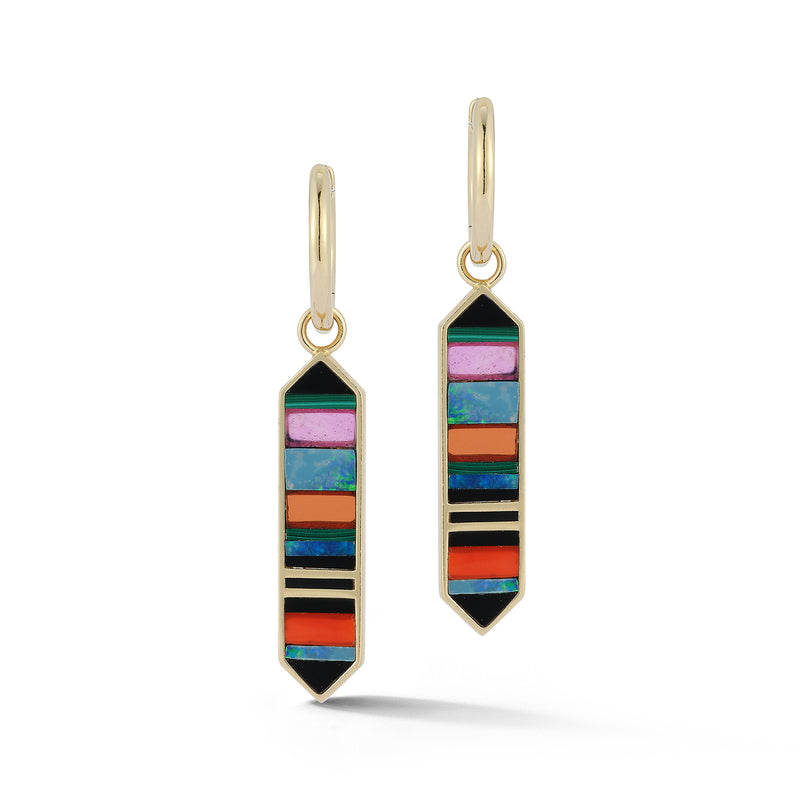 14K Gold & Mixed Gemstone Elizabeth Huggie Earrings