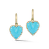 14K Gold & Turquoise Alana Large Diamond Heart Huggie Earrings