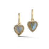 14K Gold & Labradorite Alana Small Diamond Heart Huggie Earrings