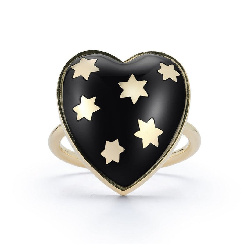 14K Gold Onyx Anna Heart Ring